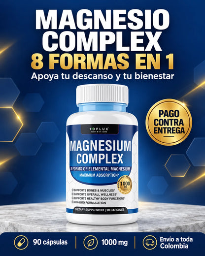 Magnesio Complex 8 formas en 1, frasco de 90 cápsulas de 1000 mg con pago contra entrega