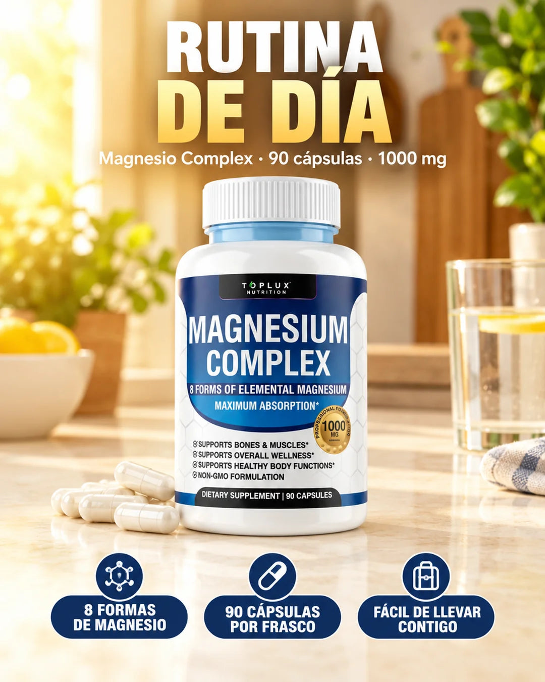 Rutina de día: Magnesio Complex, 90 cápsulas, 1000 mg